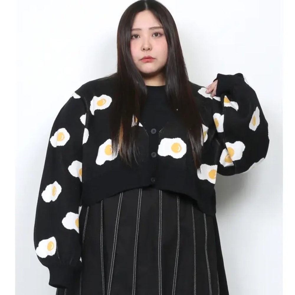 PUNYUS Japan Food Pattern Short Cardigan Egg Plus Size Harajuku